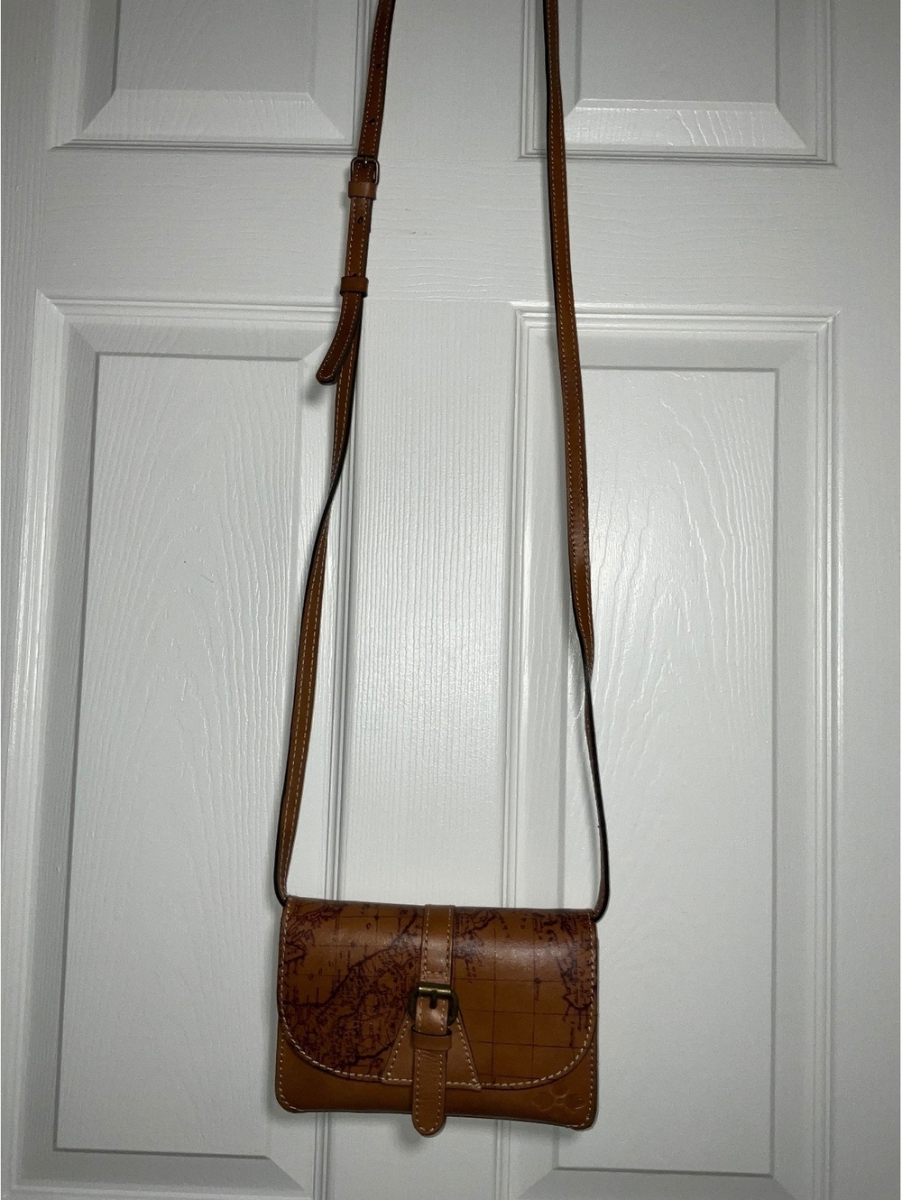 Patricia Nash Italian Leather Crossbody Bag with Map Design - Picture 2 of 9